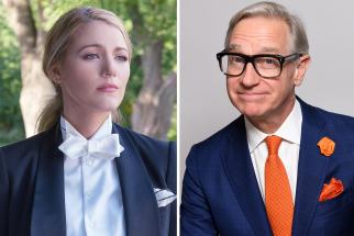 Blake Lively from A Simple Favor next to a photo of director Paul Feig