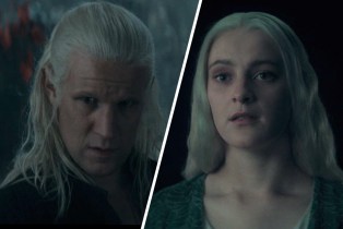 Slanted side-by-side of Daemon and Helaena's visions in 'House of the Dragon' Season 2 Episode 8