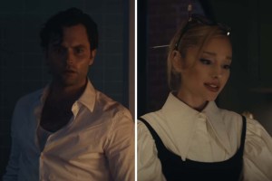 penn badgley ariana grande in "the boy is mine" music video