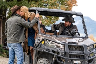 Kevin Costner, Kelly Reilly, and Cole Hauser in 'Yellowstone'